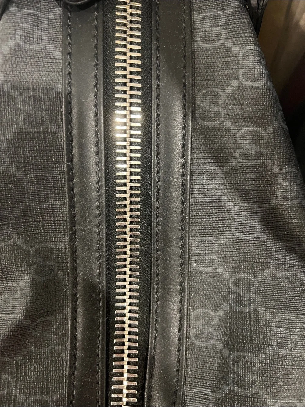 Gucci Black Designer Monogram Travel Duffel Bag
